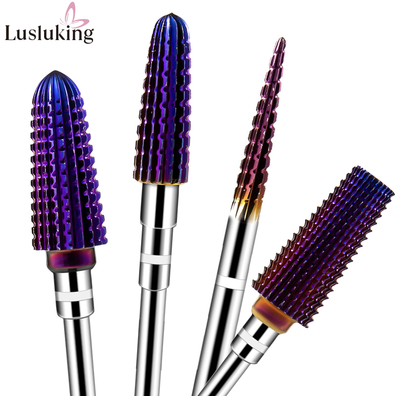 Nail Art Violet - 1/4pcs Conical สีม่วง Pro ทังสเตนคาร์ไบด์เจาะเล็บ Bits