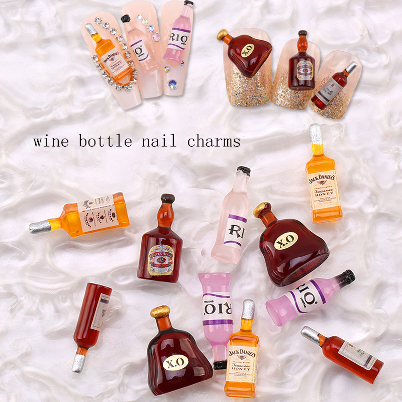 Nail Art Red Wine - 20 ชิ้น * ใหม่ขวดไวน์เล็บ Charms เครื่องประดับเล็บตกแต่งเล็บ
