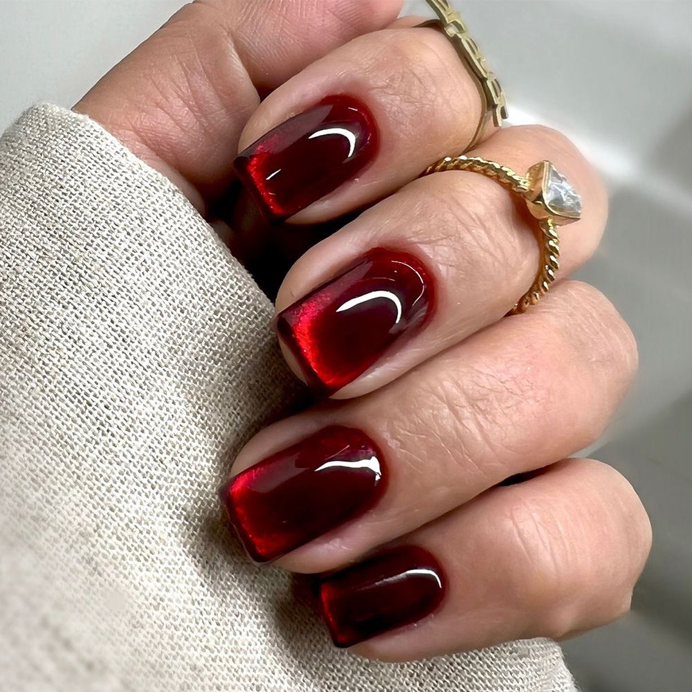 ปลายเล็บปลอมสีแดงไวน์แบบเต็มเล - Nail Art Red Wine บทวิจารณ์และราคา