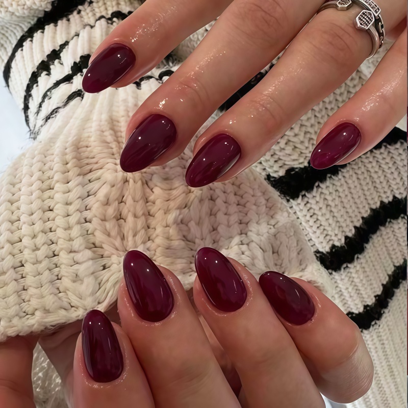 เล็บปลอมสีแดงไวน์ด้าน/เงา 24 ช - Nail Art Red Wine บทวิจารณ์และราคา