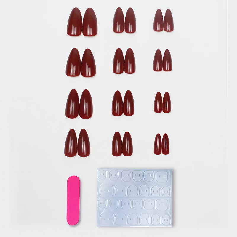เล็บปลอมสีแดงไวน์ด้าน/เงา 24 ช - Nail Art Red Wine บทวิจารณ์และราคา