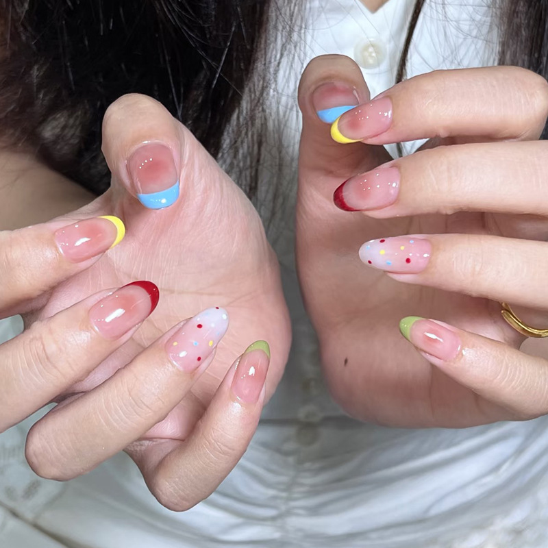 ชุดเล็บปลอมทรงอัลมอนด์ 24 ชิ้น - Nail Art French บทวิจารณ์และราคา