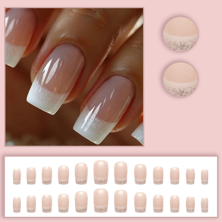 ชุดเล็บปลอมทรงเหลี่ยมขนาดกลาง  - Nail Art French บทวิจารณ์และราคา