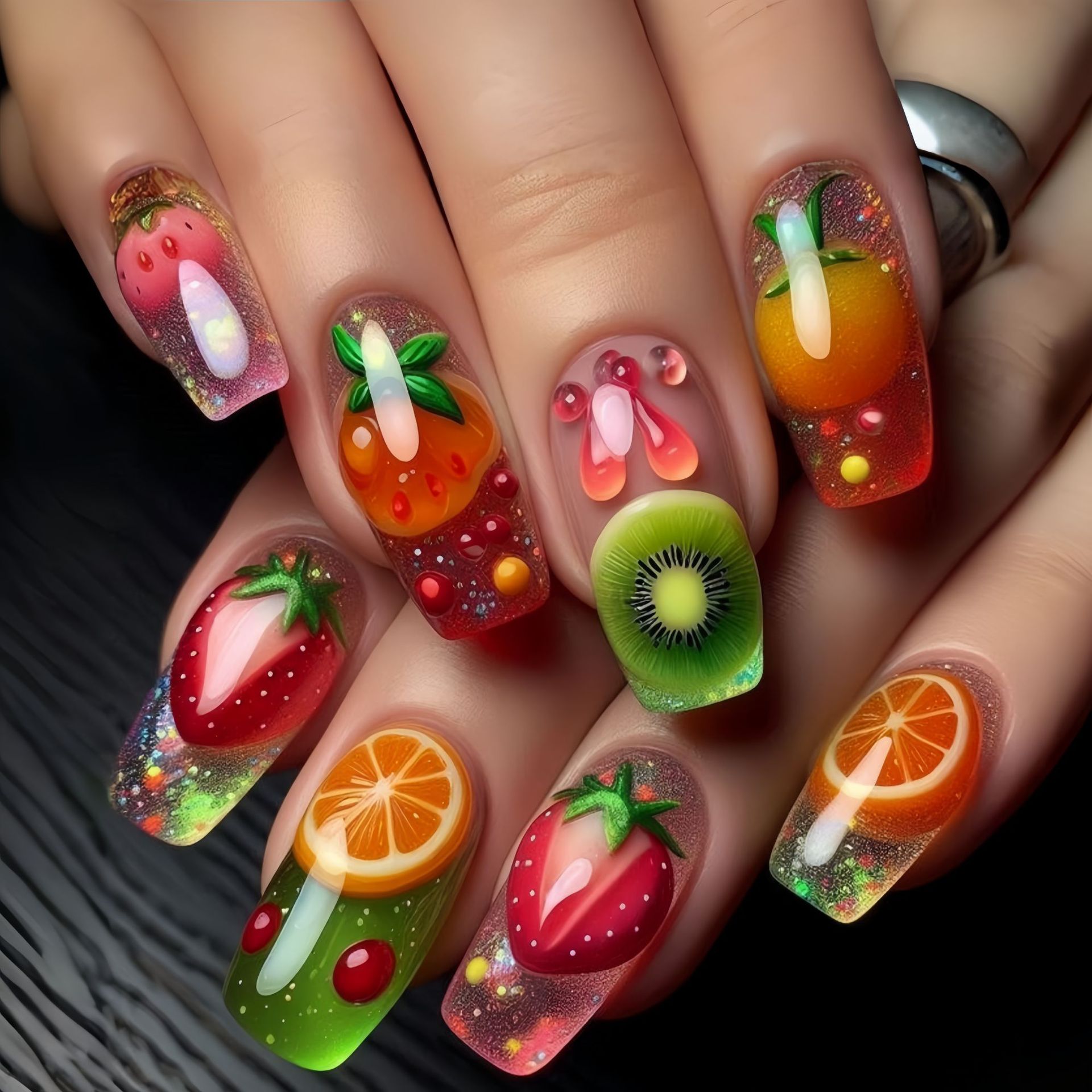 เล็บปลอมแบบยาวปานกลางสำหรับผู้ - Nail Art Red Wine บทวิจารณ์และราคา