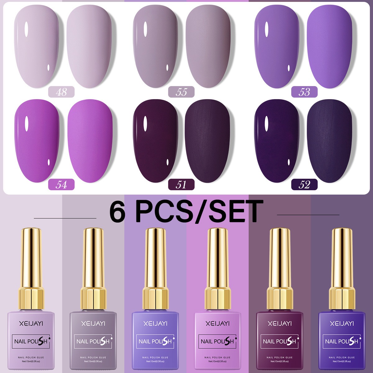 6 ชิ้น/เซ็ต 15ml เจลเล็บ 6 สีโ - Nail Art Violet บทวิจารณ์และราคา