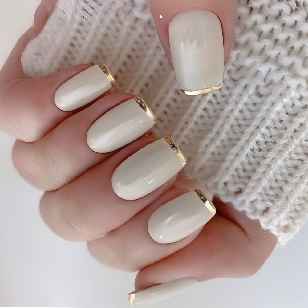 เล็บปลอมขนาดกลางสำหรับผู้หญิง  - Nail Art French บทวิจารณ์และราคา