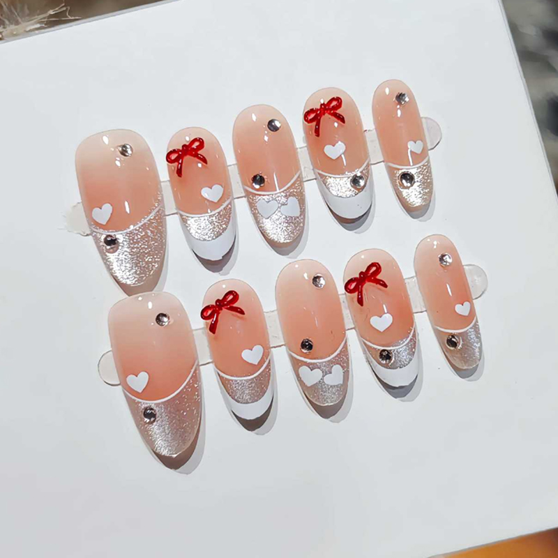 เล็บปลอมแบบกดติด 10 ชิ้น สไตล์ - Nail Art French บทวิจารณ์และราคา
