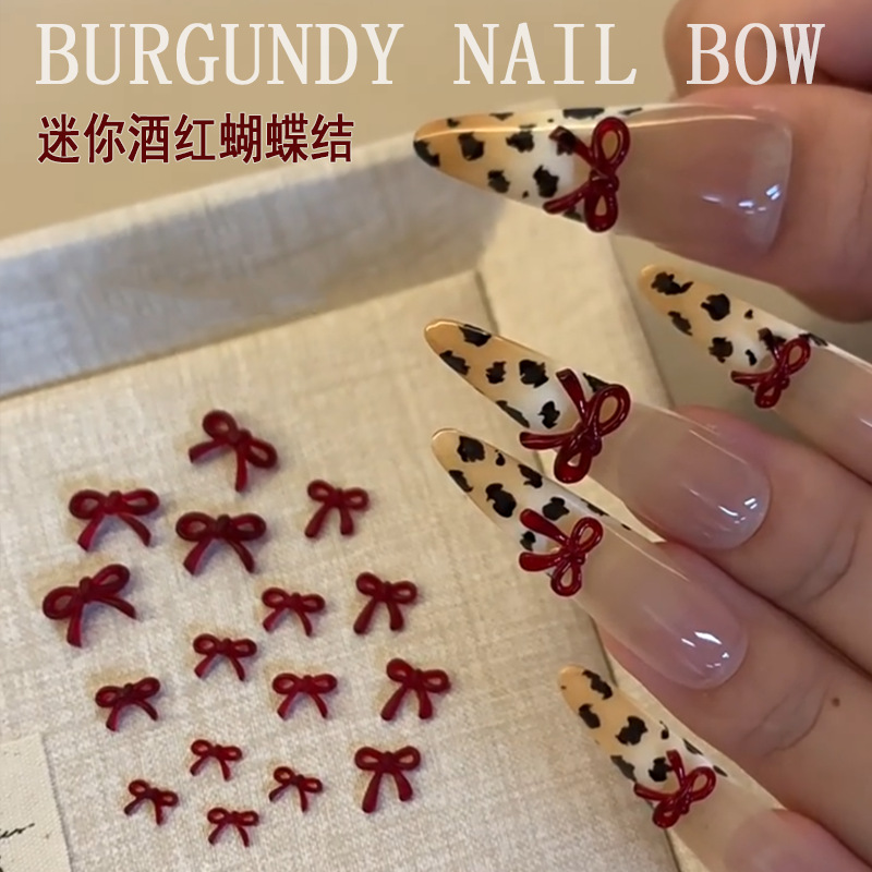 อุปกรณ์ตกแต่งเล็บรูปโบว์สีแดงไ - Nail Art Red Wine บทวิจารณ์และราคา
