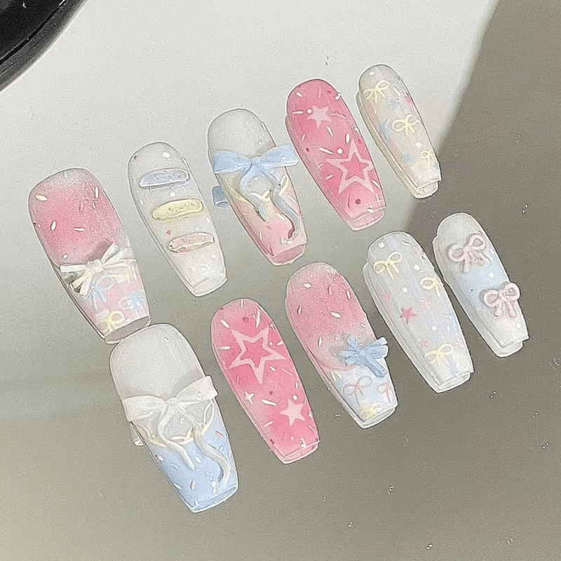 10 ชิ้น เล็บปลอมทรงโลงศพสไตล์ฝ - Nail Art French บทวิจารณ์และราคา