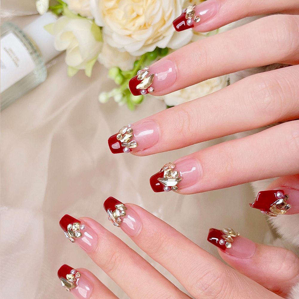 ชุดเล็บปลอมแบบกดติด 10 ชิ้น รู - Nail Art Red Wine บทวิจารณ์และราคา
