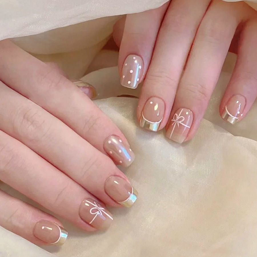เล็บปลอมทรงสี่เหลี่ยมสั้นสำหรั - Nail Art French บทวิจารณ์และราคา