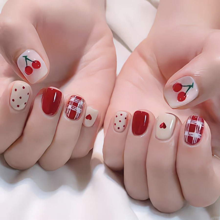เล็บปลอมทรงสี่เหลี่ยมสั้นสำหรั - Nail Art French บทวิจารณ์และราคา